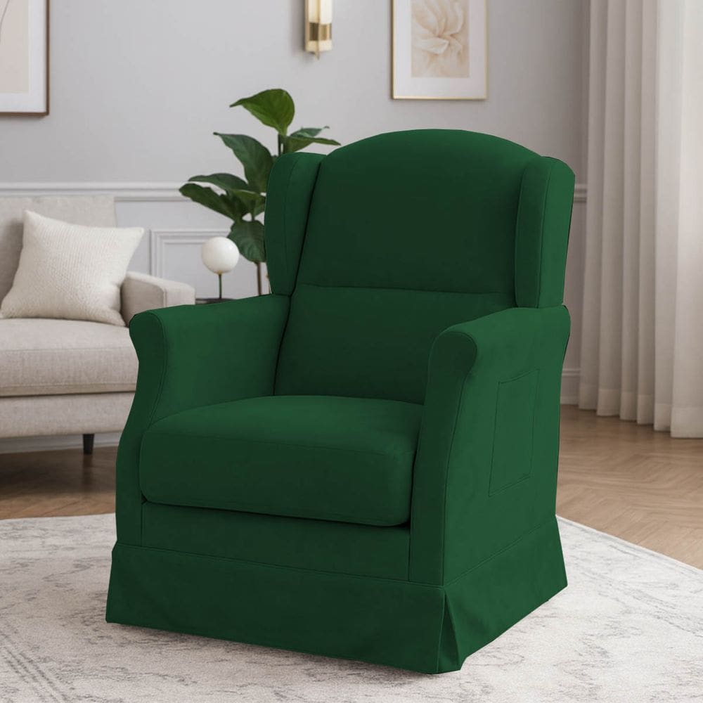 Poltrona Serena Amamentação Balanço e Puff Verde