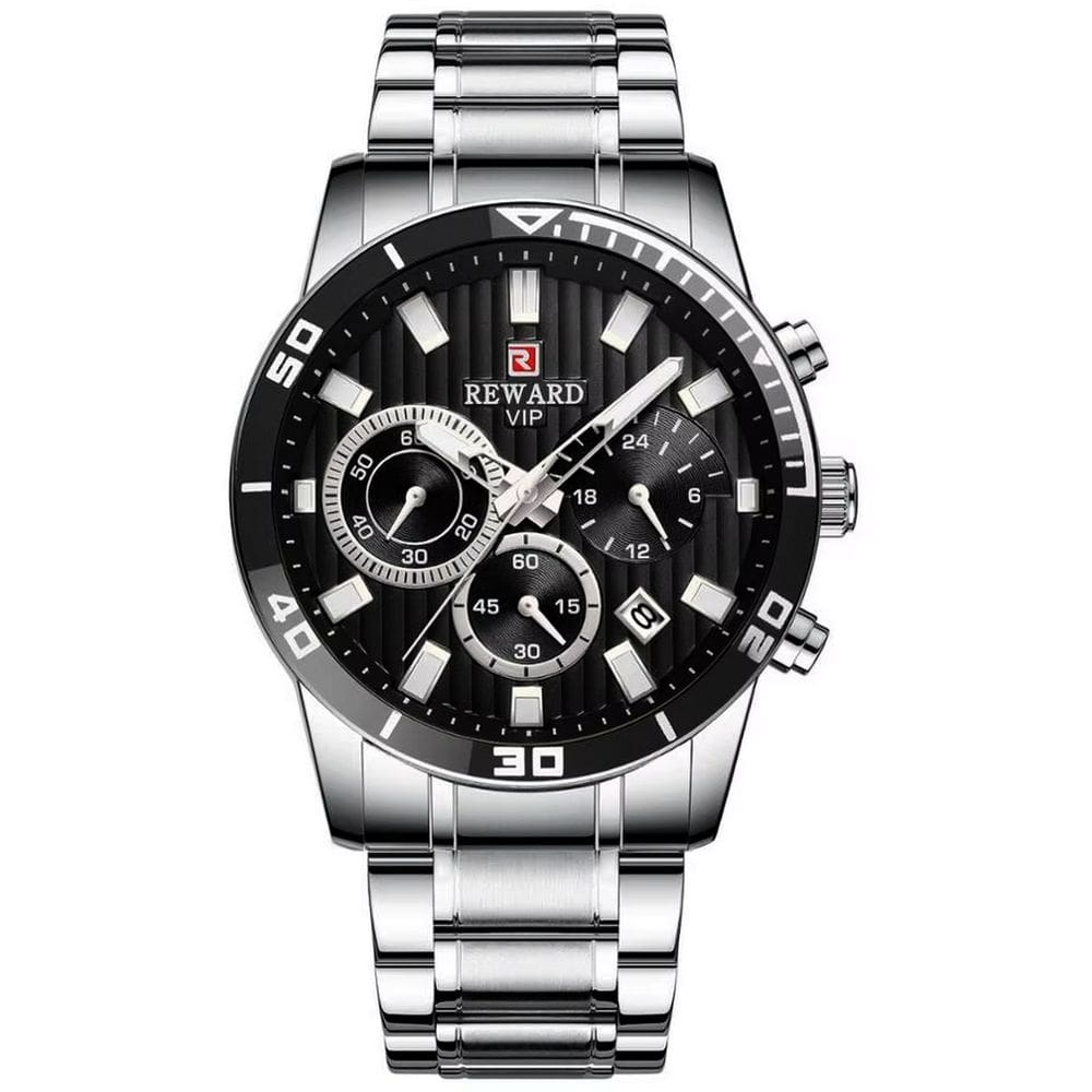 relógio de quartzo casual masculino pulseira de aço inoxidável à prova d´agua
