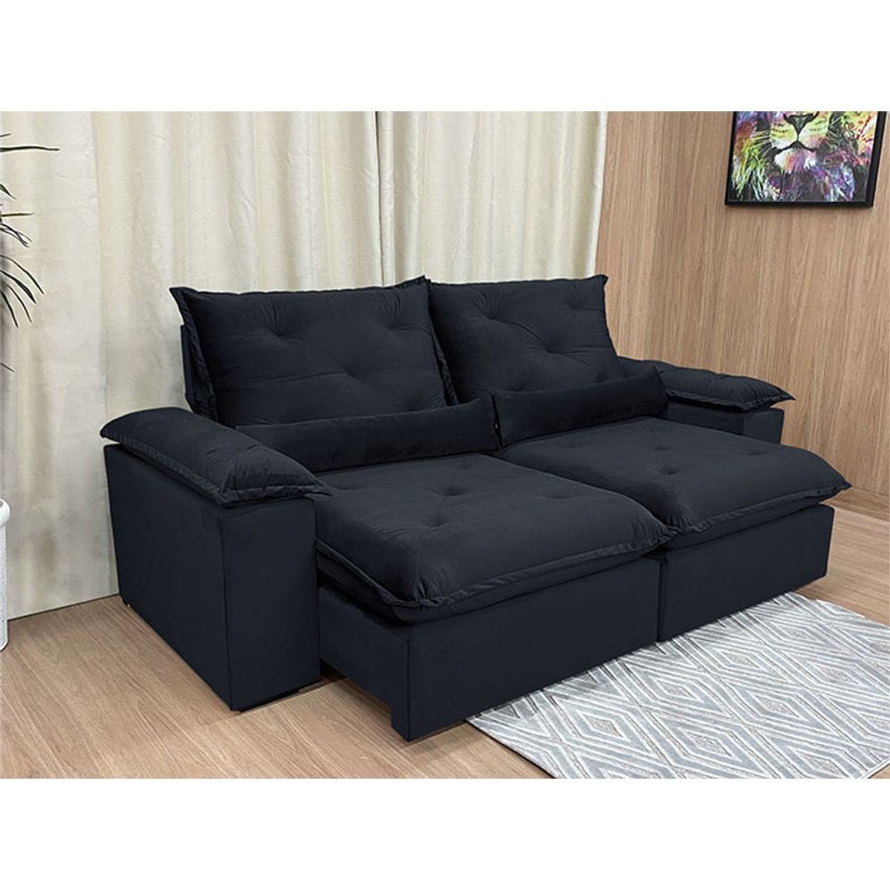 Sofá Retrátil Reclinável 1,60 m Preto 504 Zuqui Plus
