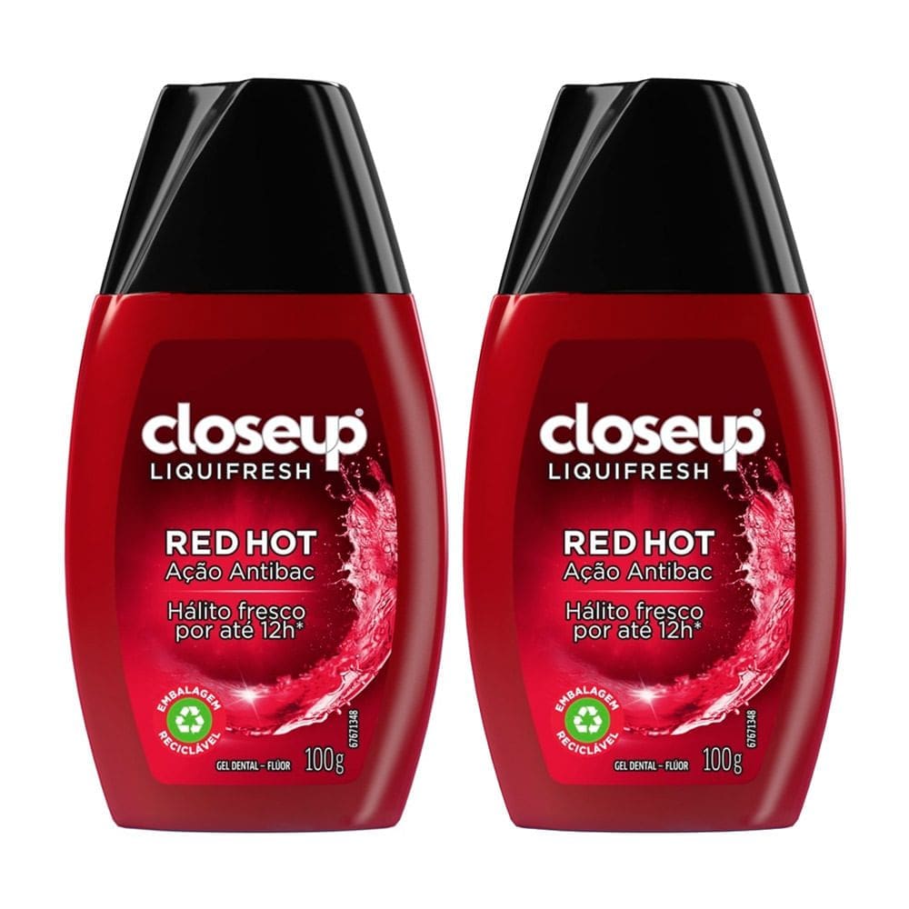 Kit 2 Creme Dental em Gel Close Up Liquifresh Red Hot 100g