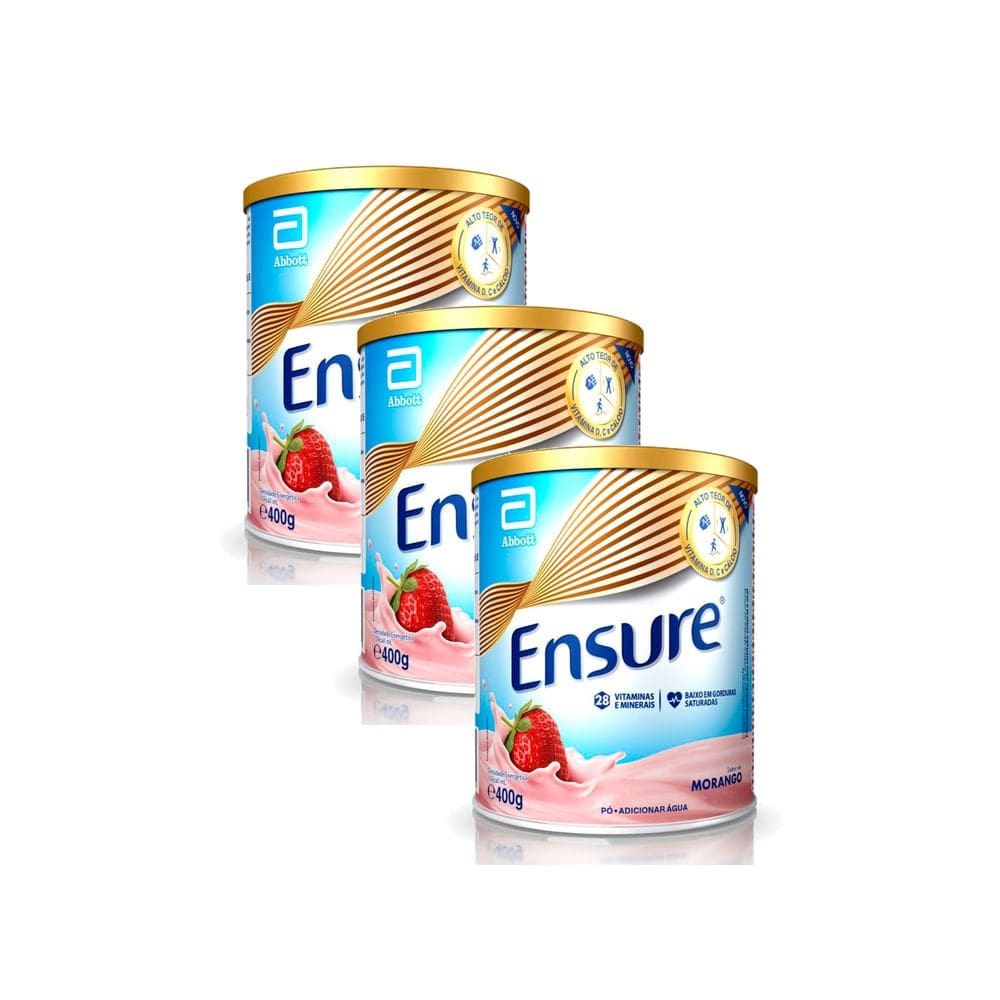 Kit 3 Ensure Morango Suplemento Alimentar 400g