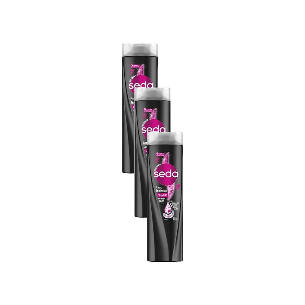 Kit 3 Shampoo Seda Pretos Luminosos Cor Vibrante para Você Arrasar 325ml