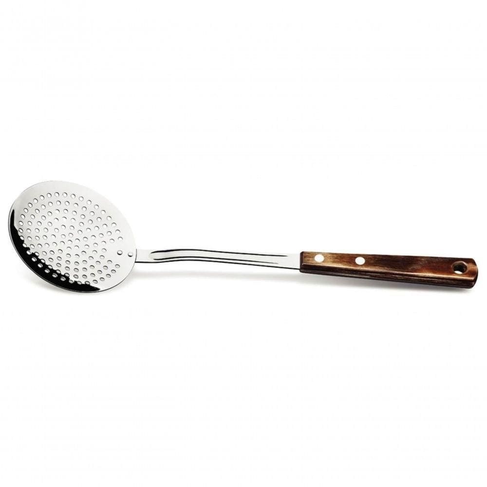 Espumadeira Tramontina Inox Polywood Castanho