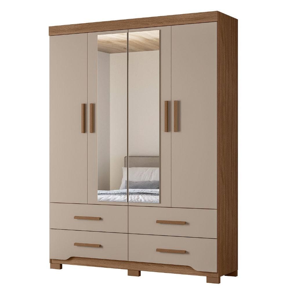 Guarda Roupa Casal 4P Espelho 157 cm Miami Moval