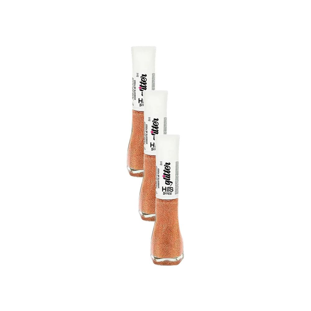 Kit 3 Esmalte Hits Glitter 5Free Cor Diamante de Fogo 8ml