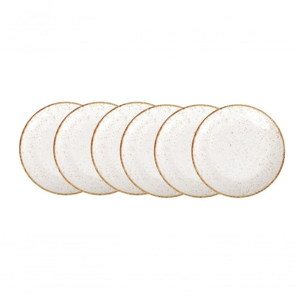 Conjunto De Pratos Rasos Tramontina Rústico Marrom Em Porcelana 28cm 6 Peças