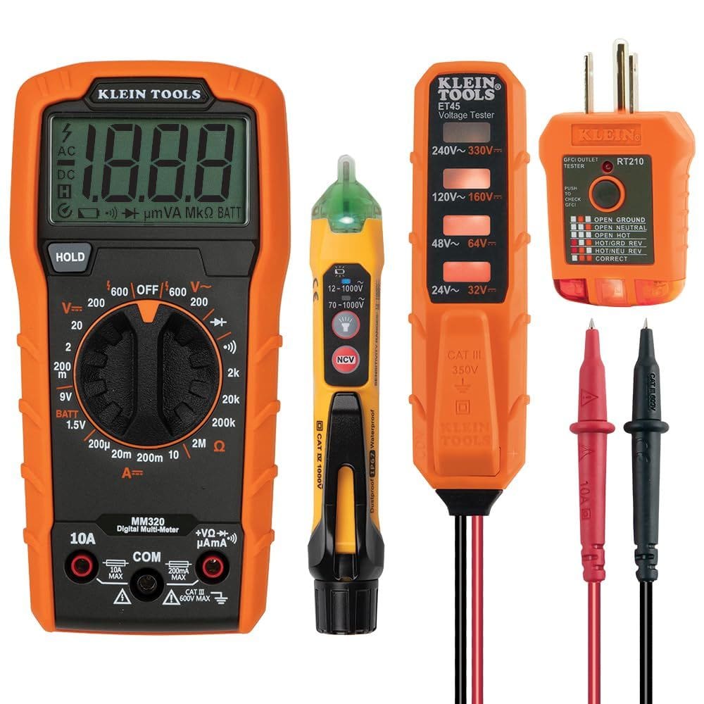 Kit de teste elétrico Klein Tools MM320KIT com testador de tensão sem contato