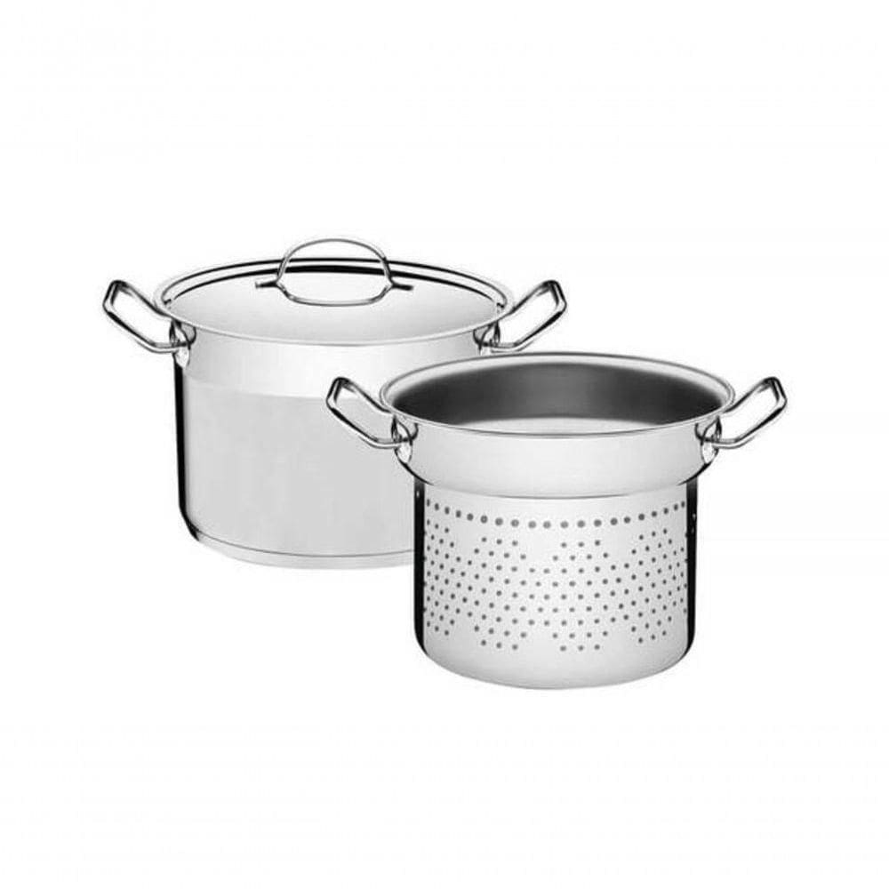 Jogo Cozi-pasta Tramontina Professional Em Aço Inox 20cm 2 Peças