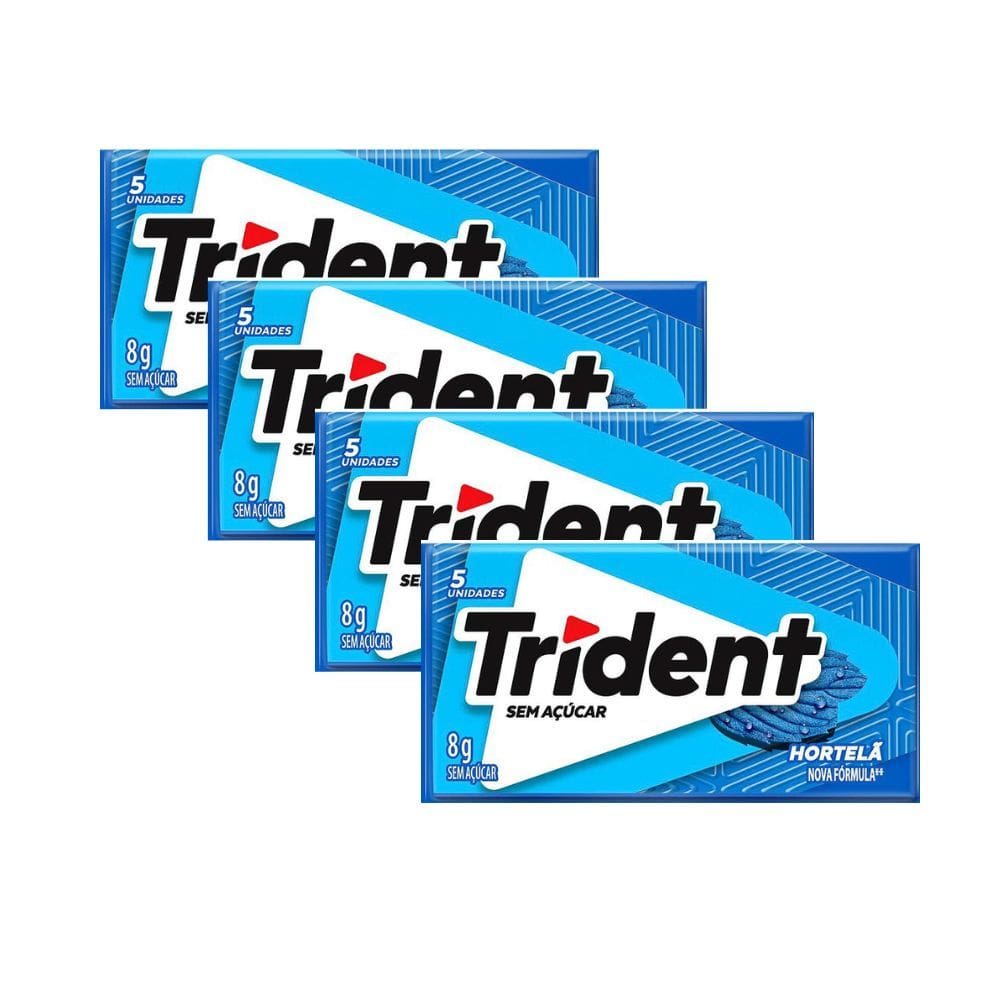Kit 4 Chiclete Trident Hortelã 8g com 5 Unidades