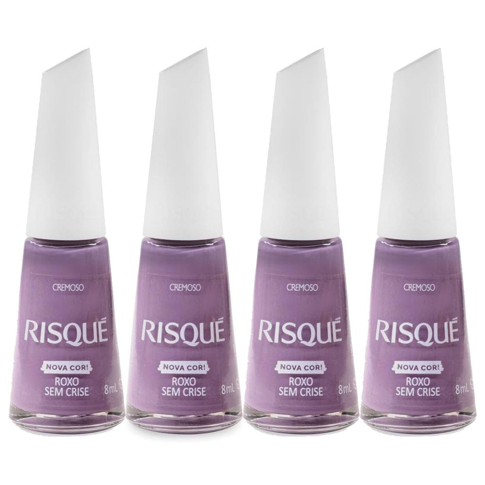 Kit 4 Esmalte Risqué Cremoso Nova Cor Roxo Sem Crise 8ml