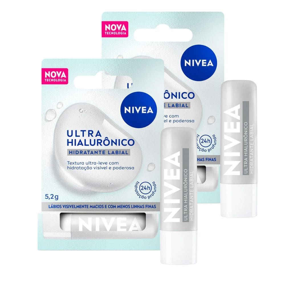 Kit 2 Hidratante Labial Nivea Ultra Hialurônico 5,2g