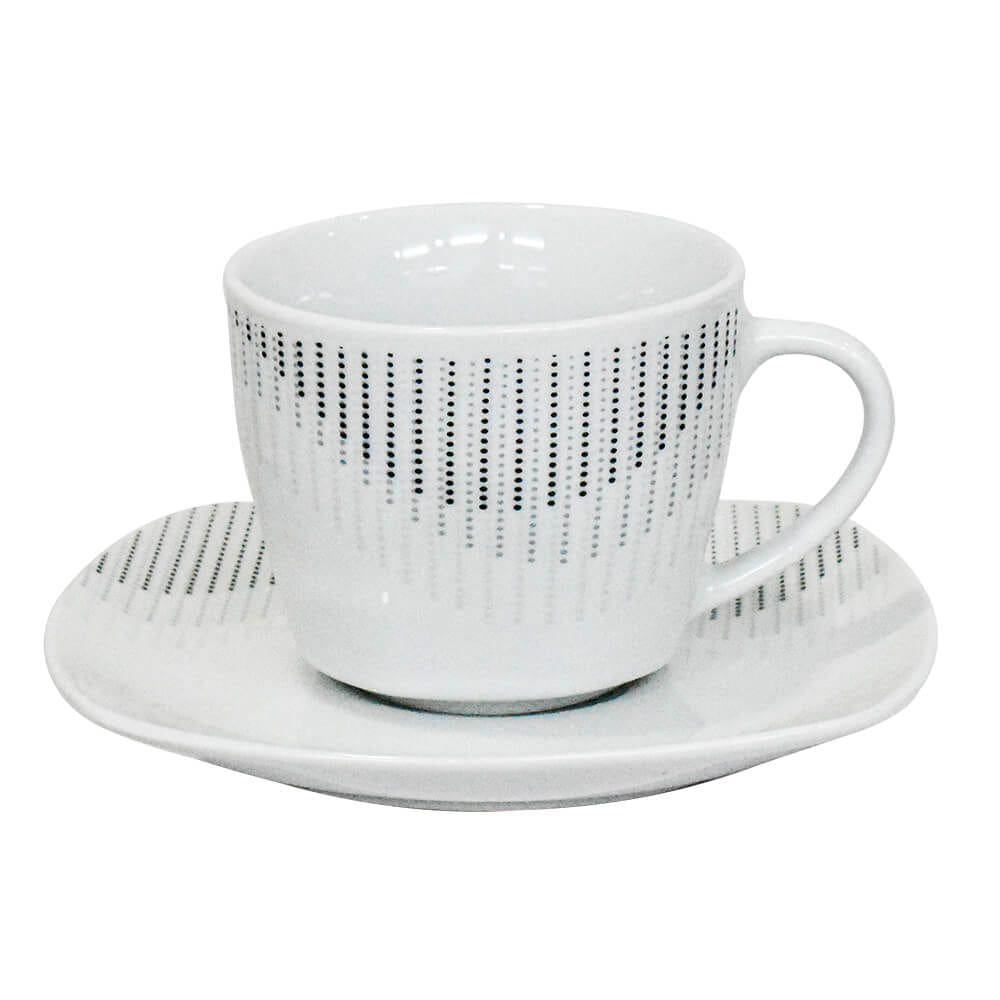 Conjunto de Xícara e Pires de Porcelana Brilho de Diamante 2 peças