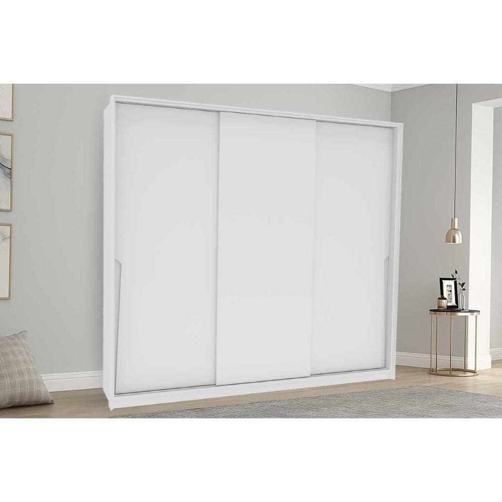Guarda Roupa 3 Portas De Correr E 4 Gavetas Porto Branco - Politorno