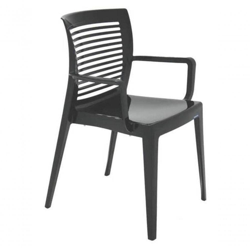 Cadeira Tramontina Victória Com Encosto Horizontal E Braços Preta