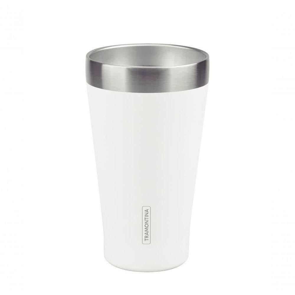 Copo Térmico Branco Em Aço Inox Tramontina Exata Sem Tampa 550ml
