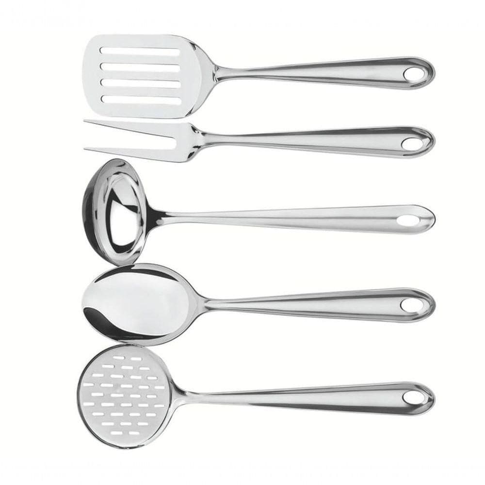 Jogo De Utensílios Tramontina Utility Em Inox Com Suporte 5 Peças
