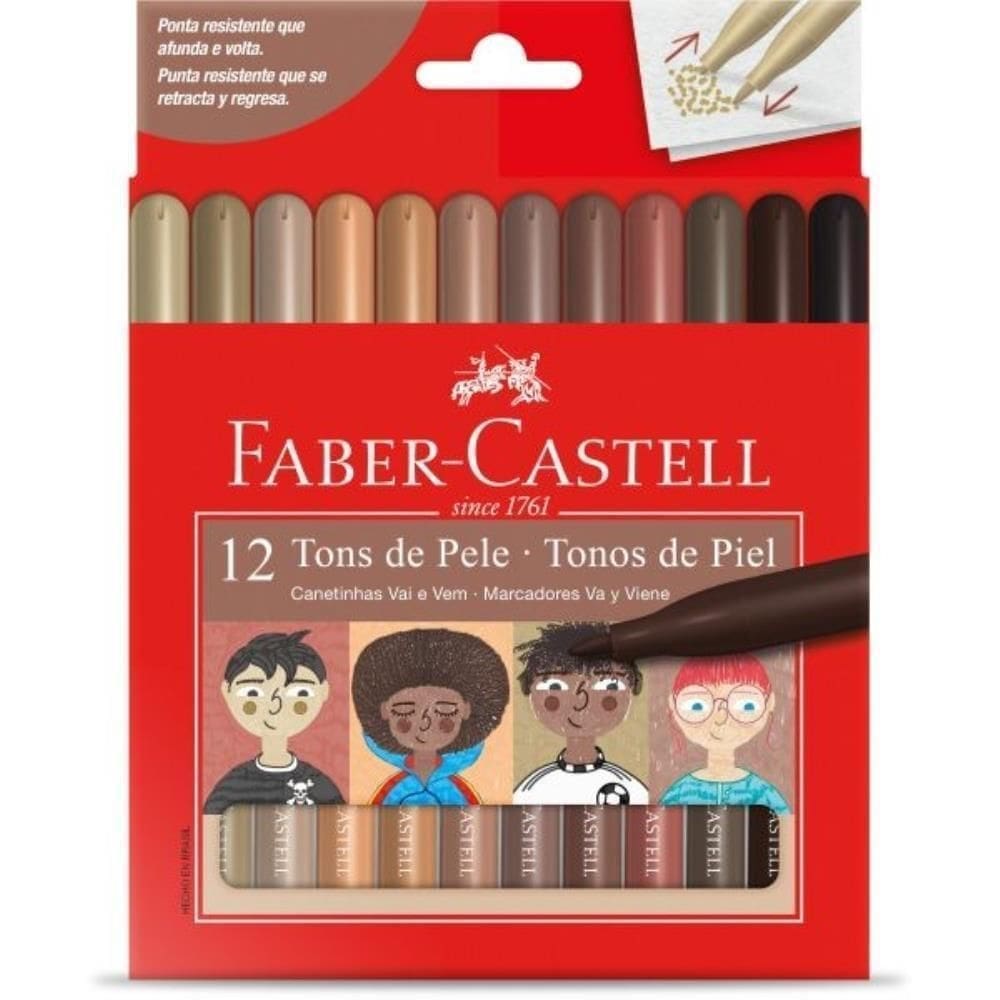Caneta Hidrografica Vai E Vem Tons De Pele 12Cores