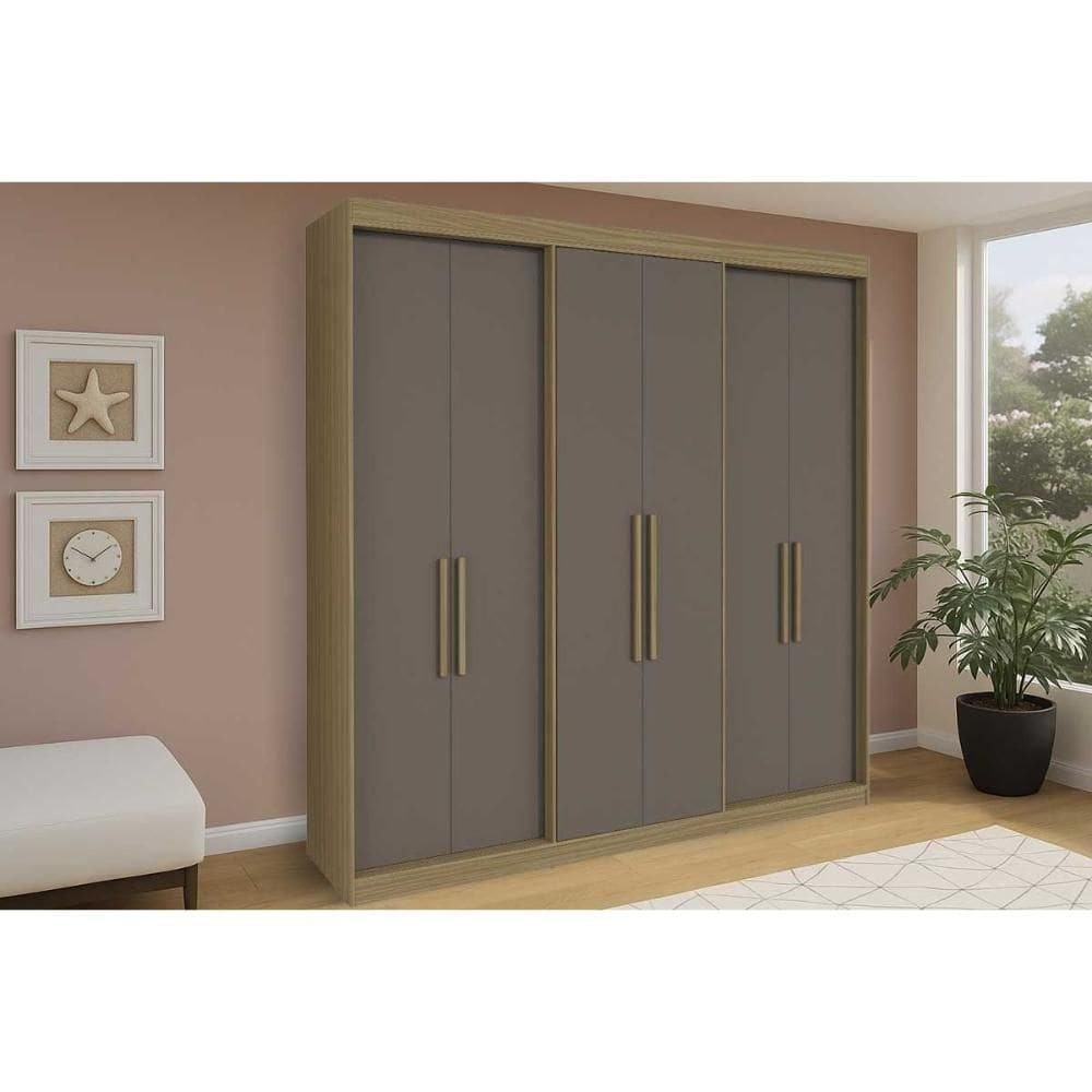 Guarda Roupa Casal 6 Portas E 4 Gavetas Ph 18041 Cedro/fendi - Herval