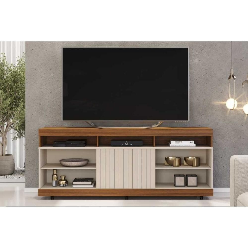 Rack Bancada P/ Tv Até 60 Pol Dili 1600x67cm Freijo/off White - Dj Móveis