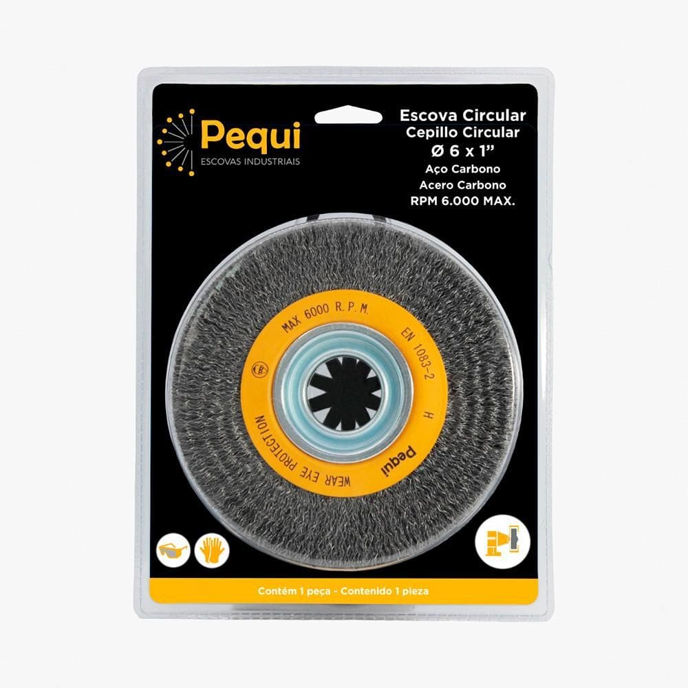 Escova Circular Ondulada Pequi 150mm x 25mm de Aço Carbono