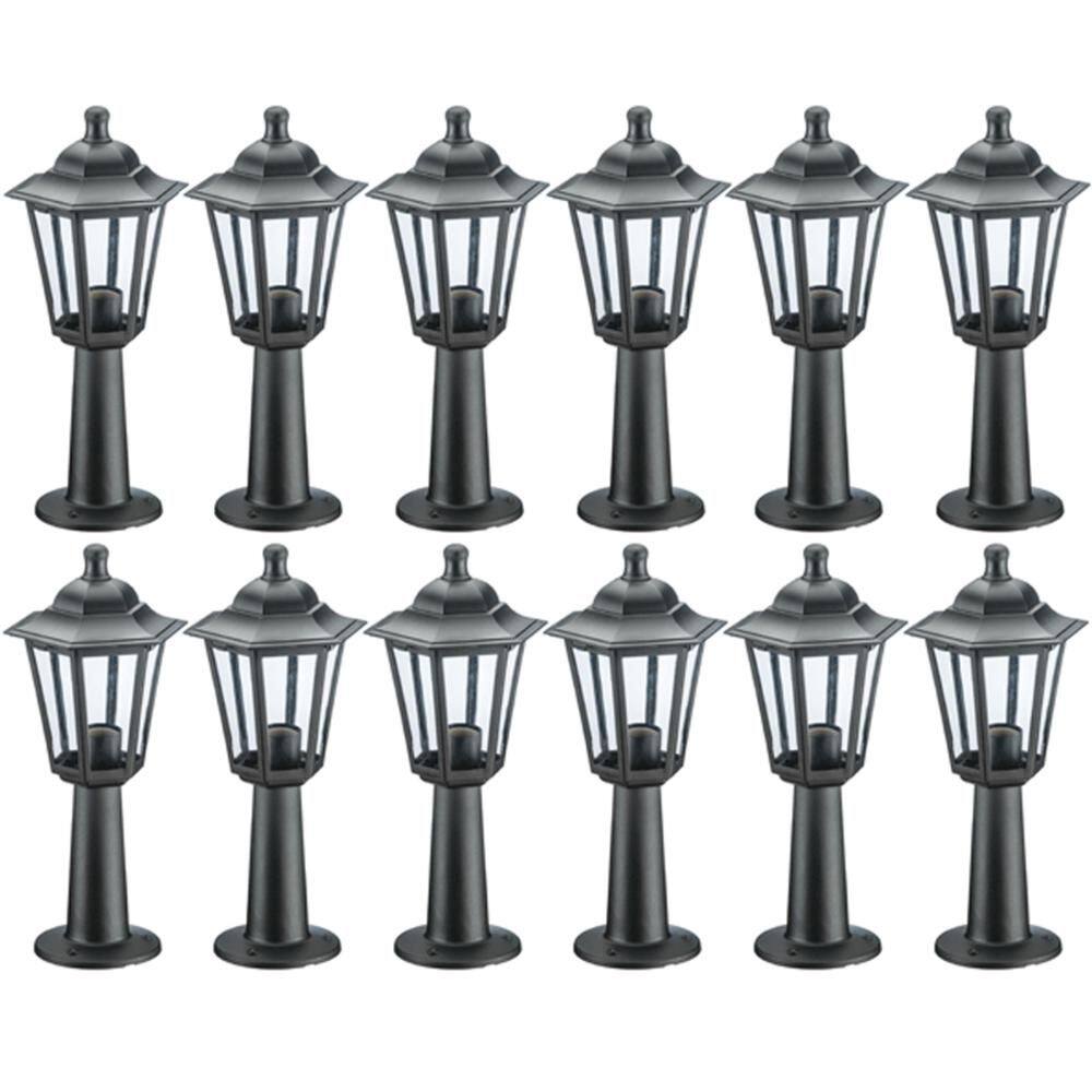 12 Luminárias Pretas Termoplástico Balizador de Chão Bivolt Jardim Colonial Dital