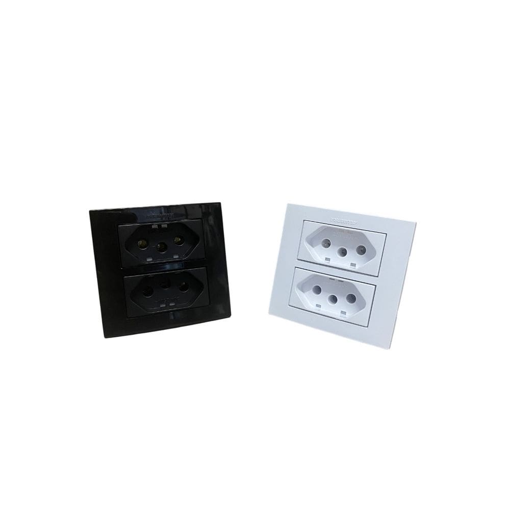 Conj tomada dupla p/ moveis alumbra 2P+T branca preta 20A