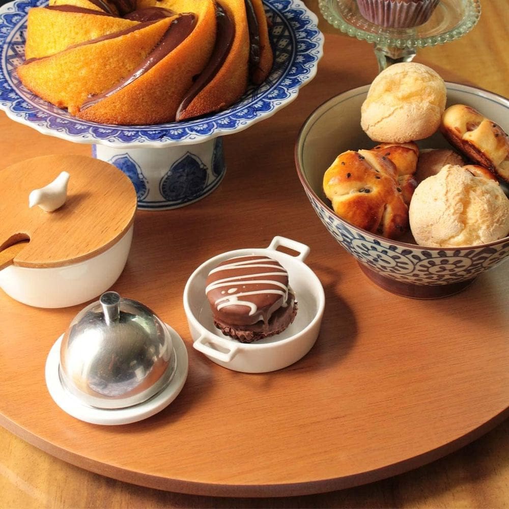 Prato giratório para servir na mesa abacamento madeira 70cm - Amadeirado