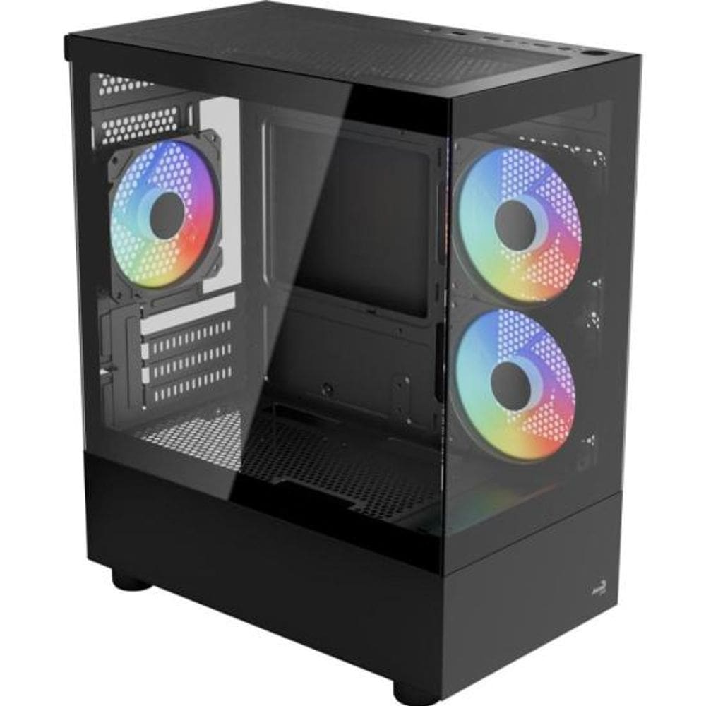 Gabinete Gamer Aerocool Viewport USB-C V1 Preto Lateral Vidr