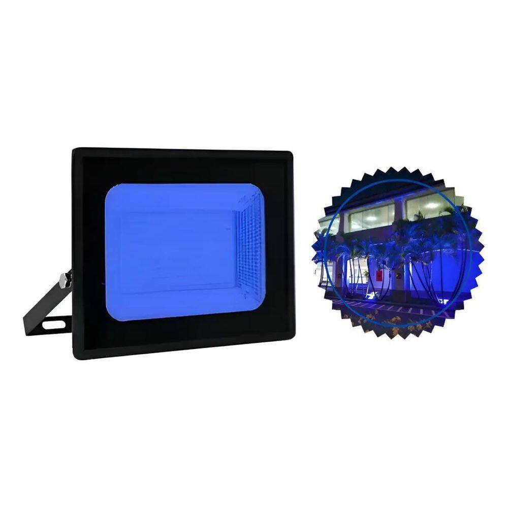2X Refletor Holofote Luminária Led 50W Cor Azul Bivolt Smd P