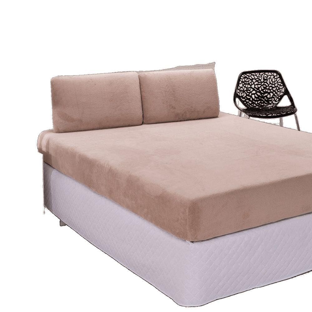 Jogo De Lençol Casal Em Manta Plush 3 Peças - Bege - 100% Poliéster