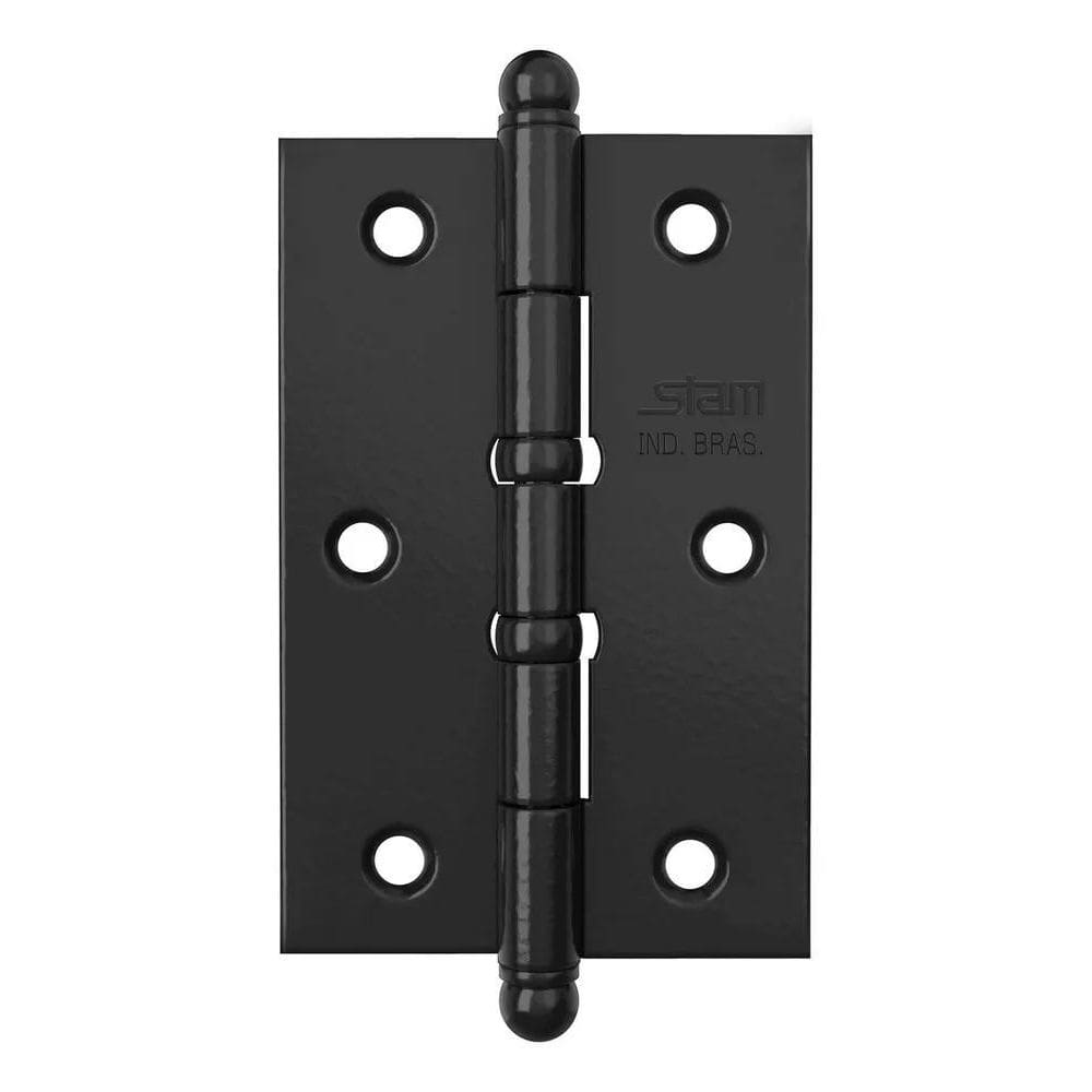 2X Kit Cartela C/3 Dobradiças Pino Bola E Anel Preto Fosco S