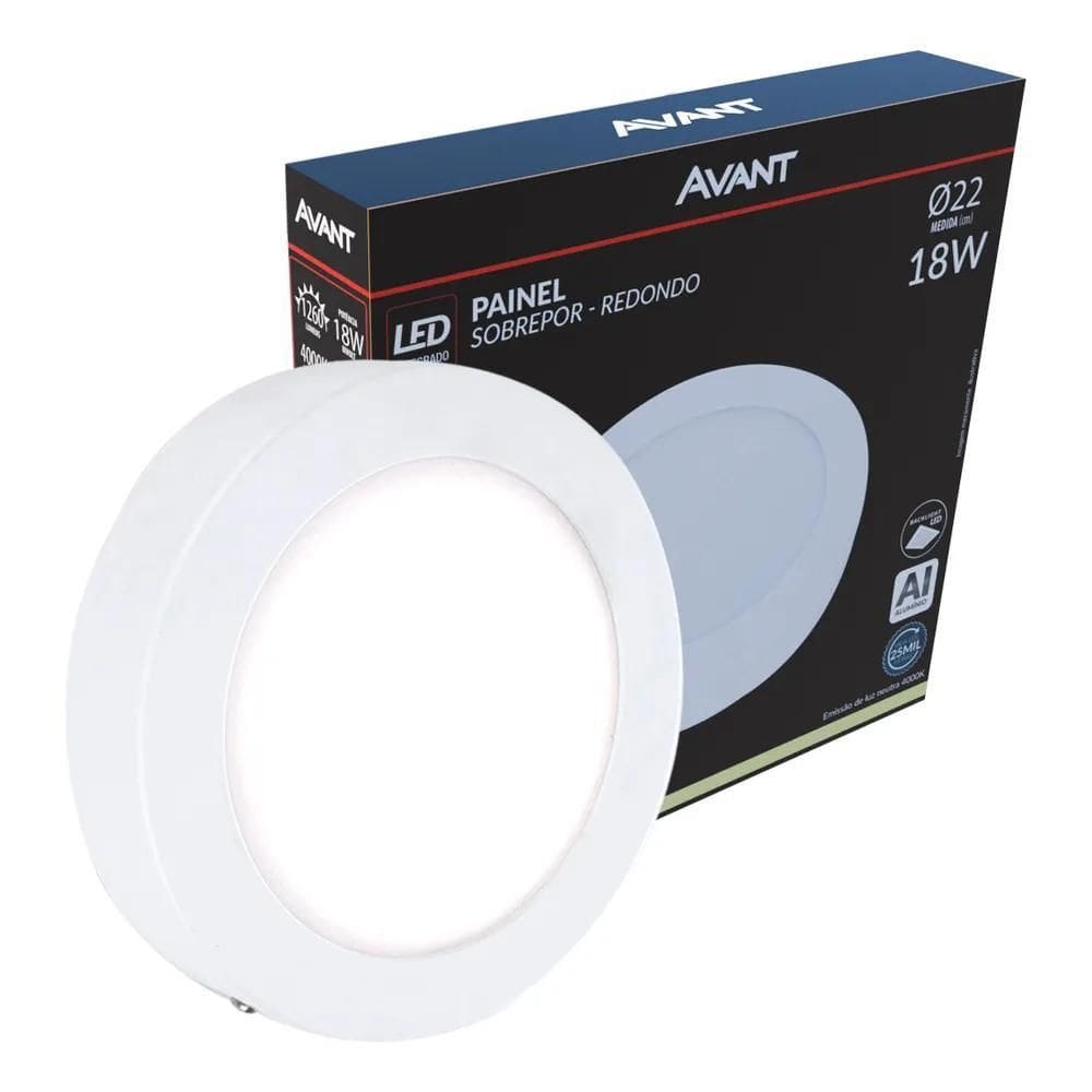 Painel Led Plafon Aluminio Sobrepor 18W 4000K Branco Neutro