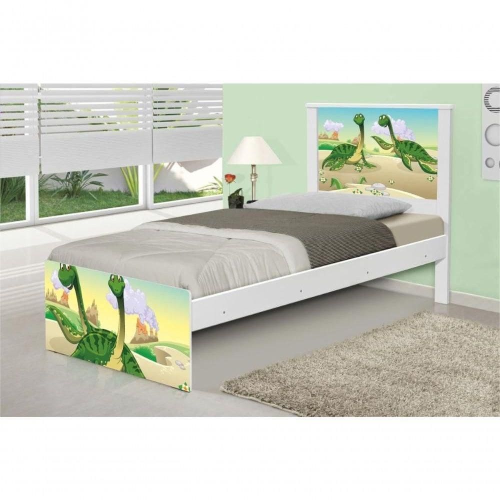 Cama Solteiro Adesivada Casal Dinossauros Com Colchão