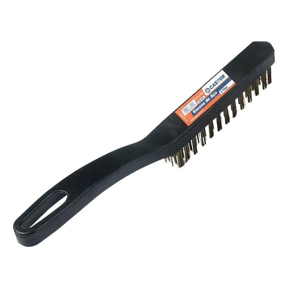 Escova De Aço 4 Fileiras Cabo Plástico - Castor