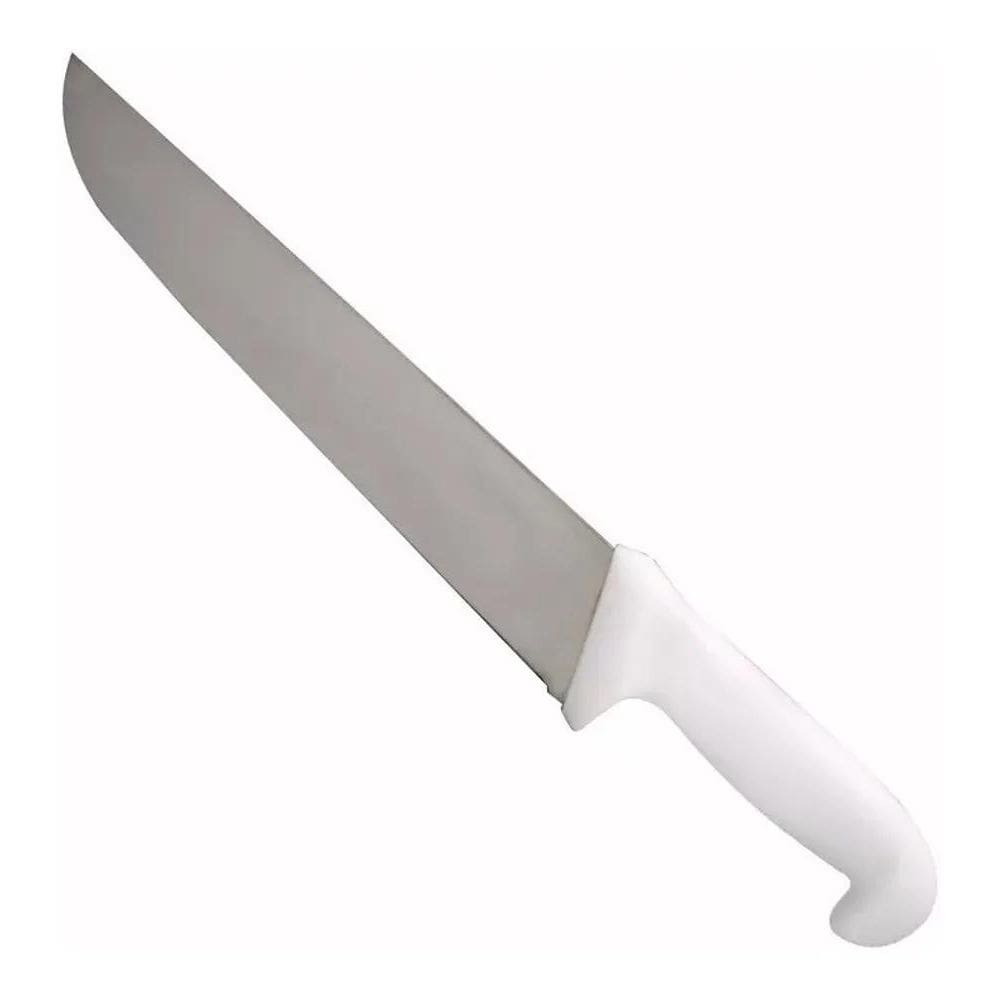 2X Faca Açougueiro Churrasco Cozinha Aço Inox Cabo Branco 12