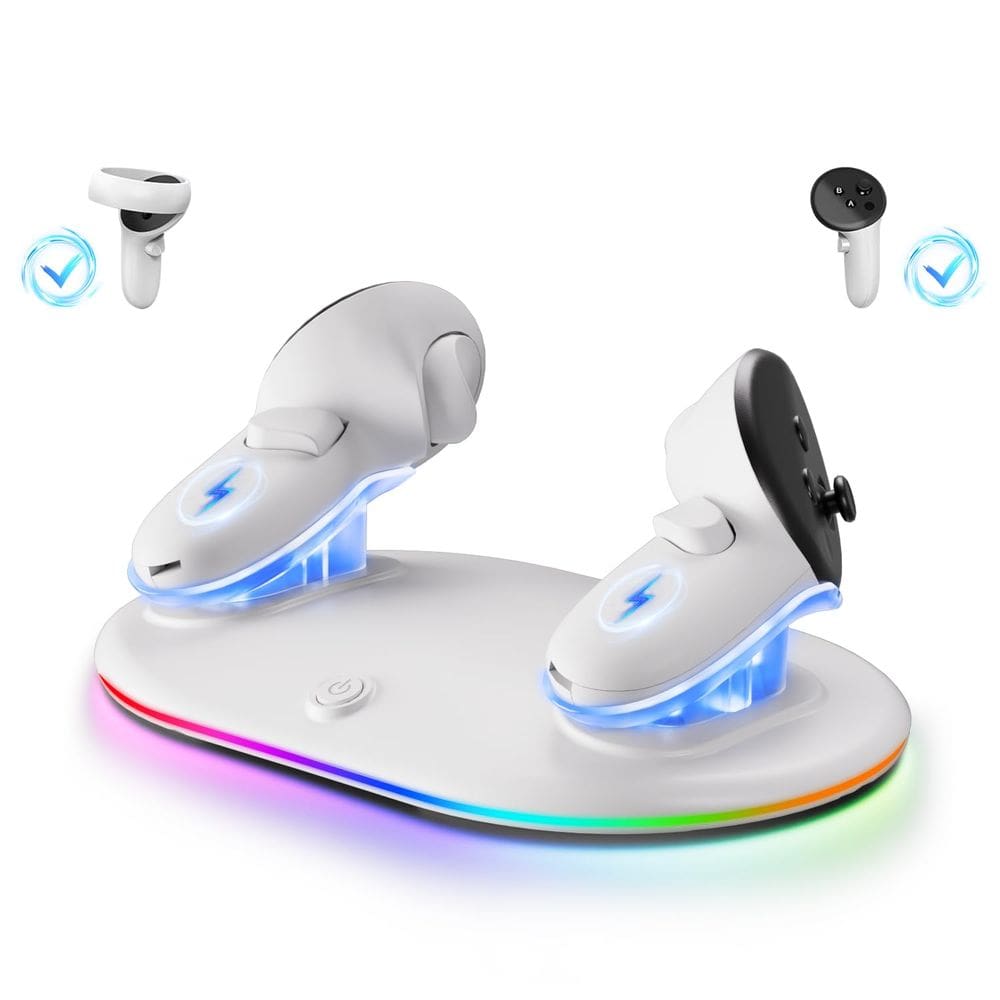 Base de carregamento Saqico Compact para Meta Quest 3/3s/2 com luz RGB