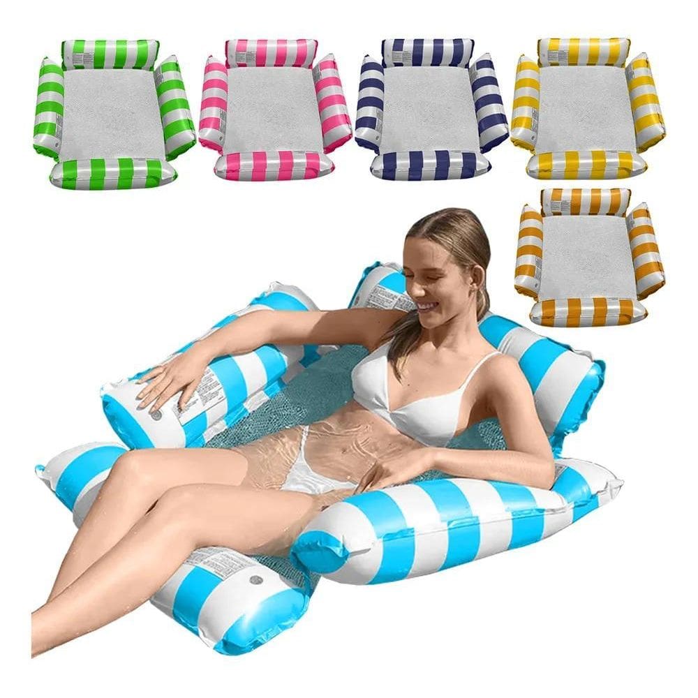 2X Boia Rede Piscina Cama Flutuante Deitado Reclinável Inflá