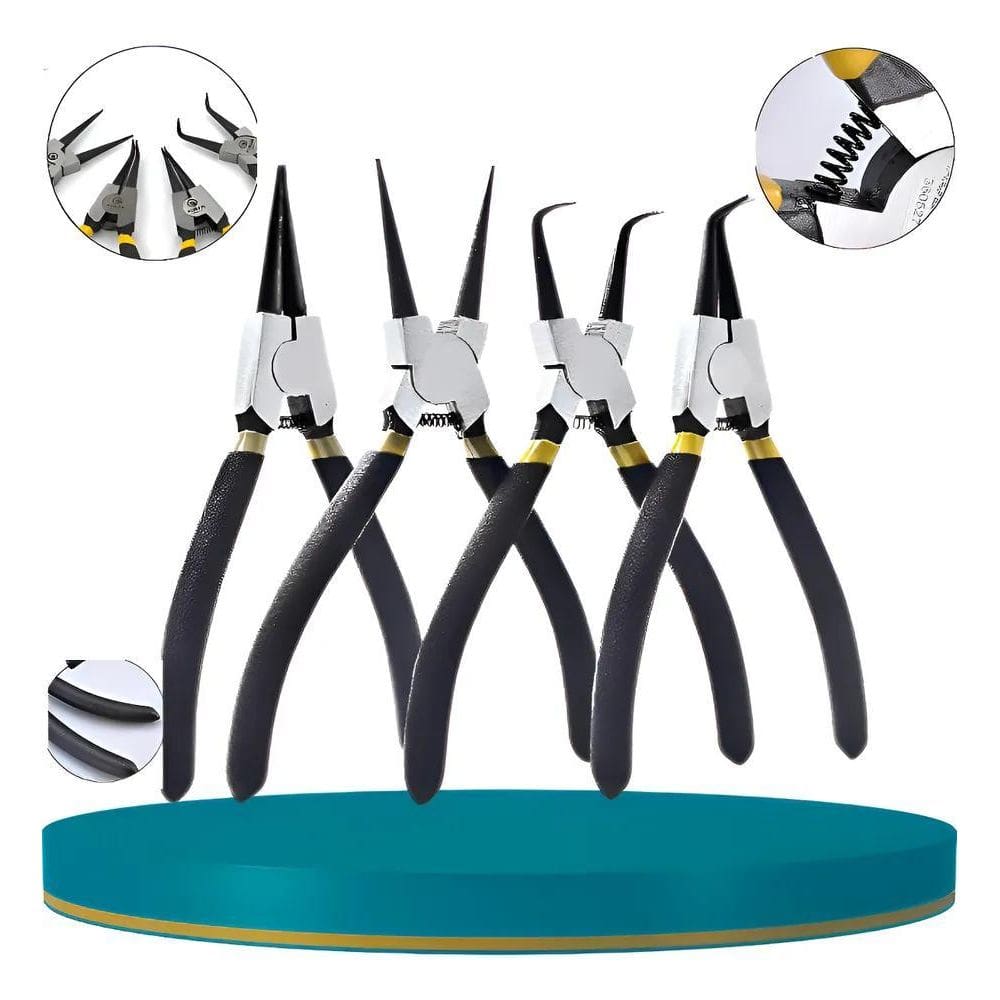 2X Jogo Kit Alicates Para Anel Trava De 7 Pol.4 Peças Int E