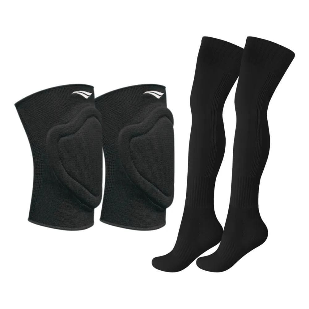 2X Kit Joelheira Volei Indoor Compressão + Meião Penalty