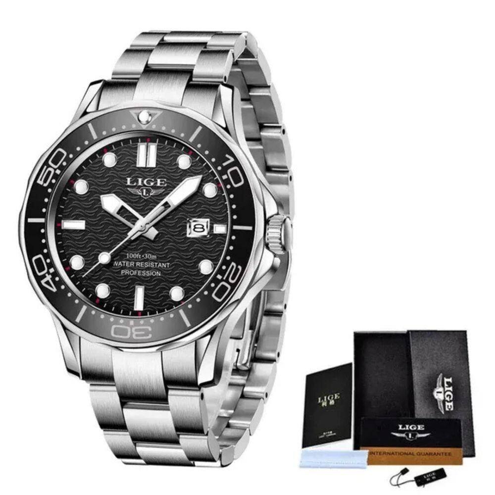 Relógio De Pulso Quartzo Impermeável, Mergulhador, Esportivos, 3atm Preto