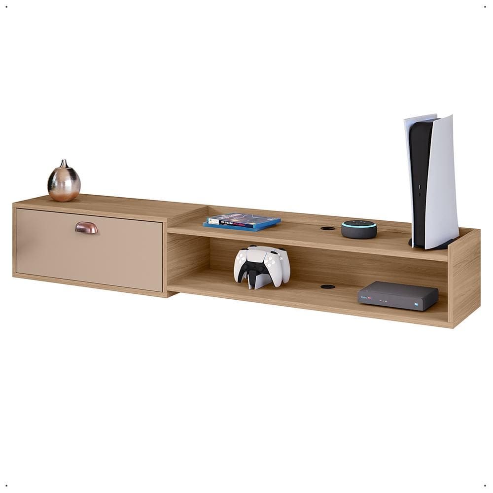 Rack Bancada Parede Home Supremo TV 55 Polegadas Nicho Porta Puxador Concha Sala Quarto Moderno - Lojas RPM