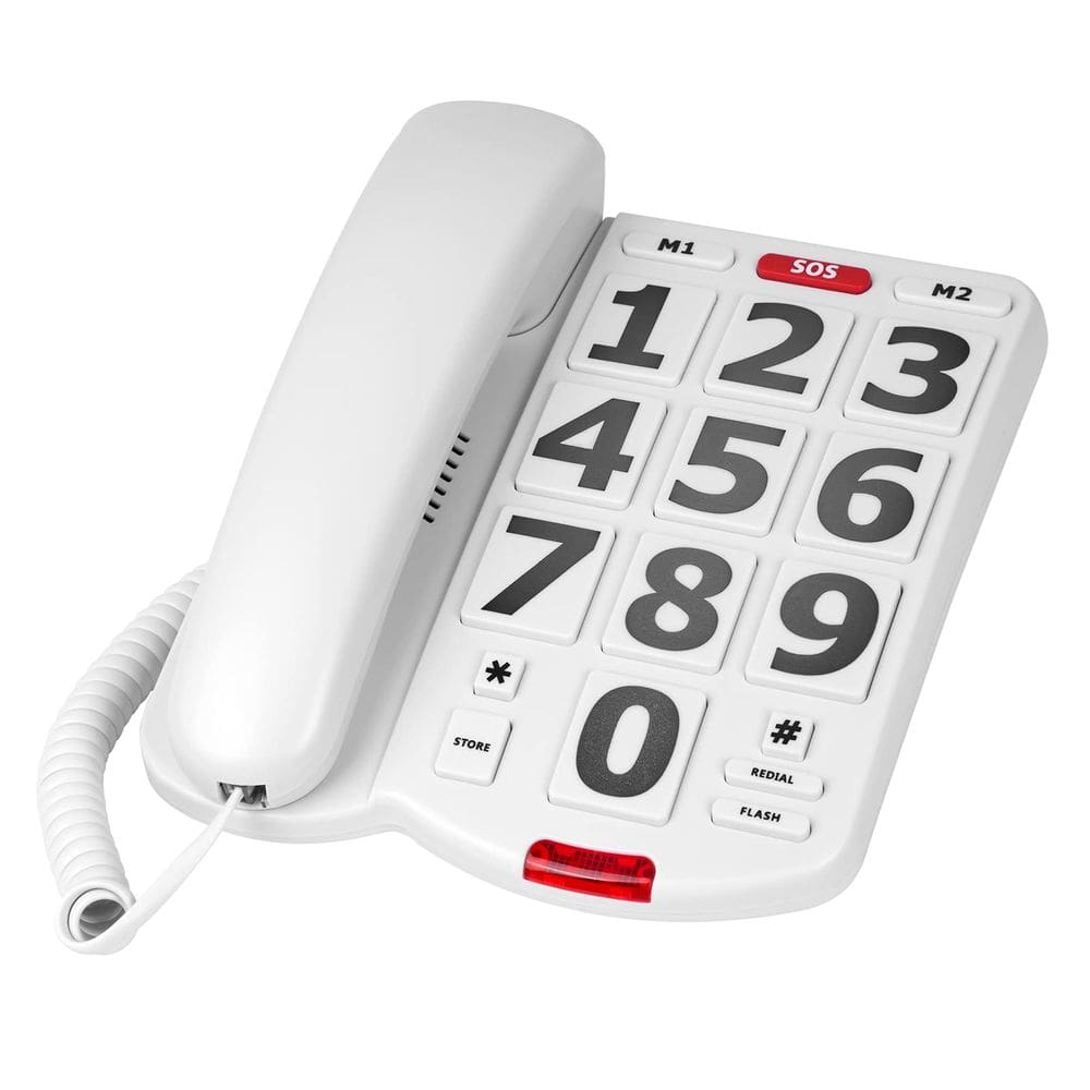 Telefone com fio VDTG, chave grande, volume ajustável para idosos