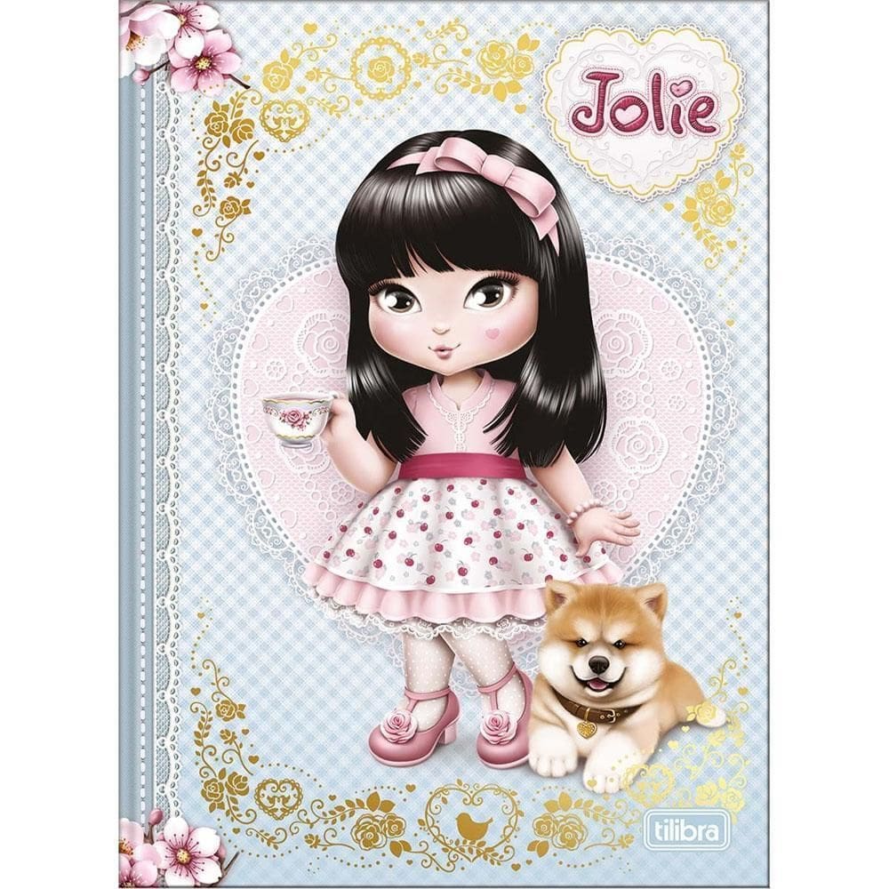 Caderno Brochura Colegial 160Fls Jolie Vintage Azul Tilibra