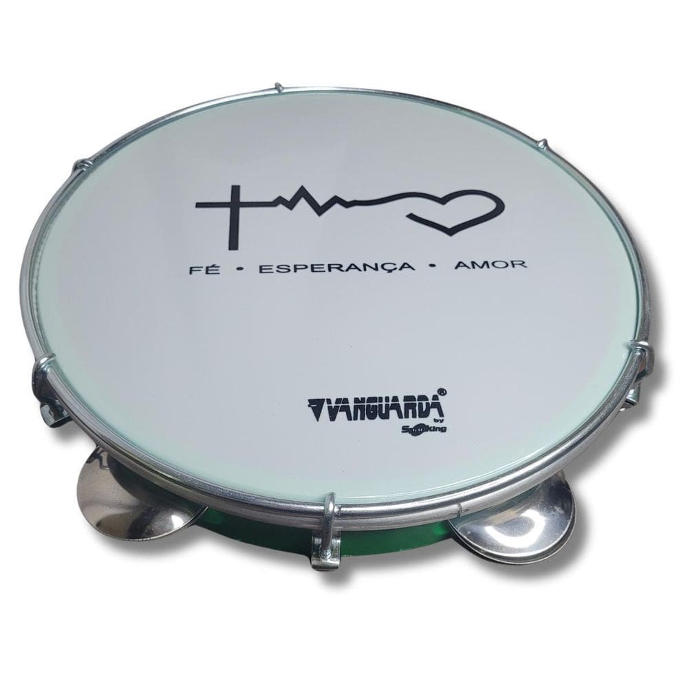 Pandeiro 10 Abs Verde Pele Leitosa Branca Batimento