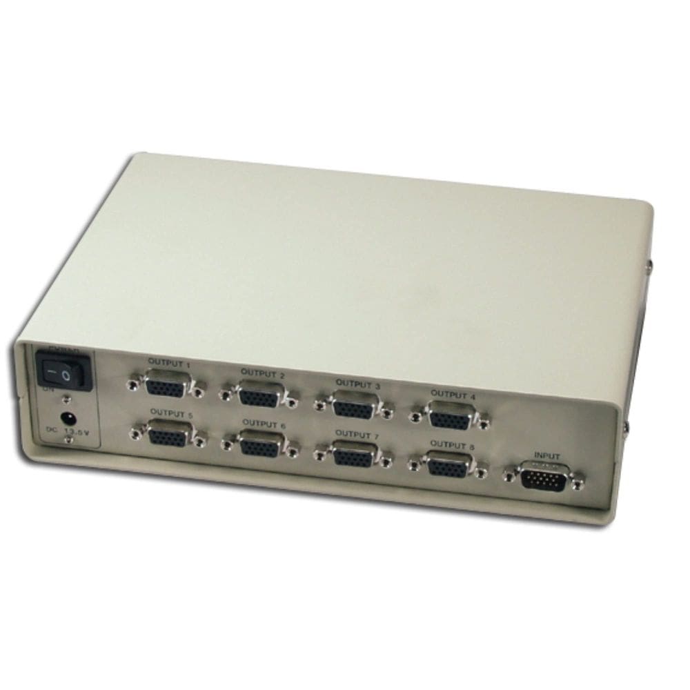 Divisor de vídeo/amplificador de distribuição QVS 100MHz VGA de 8 portas