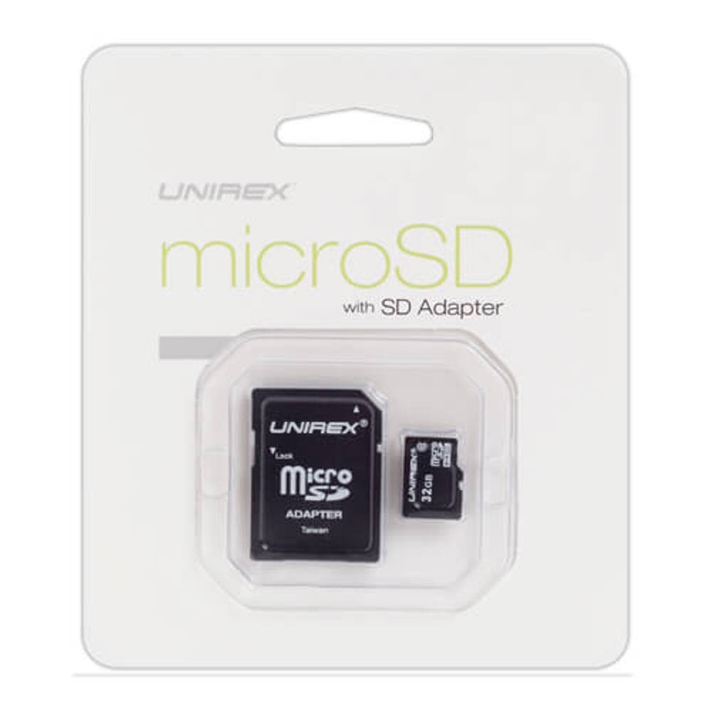 Cartão microSD Unirex de 16 GB de capacidade com adaptador