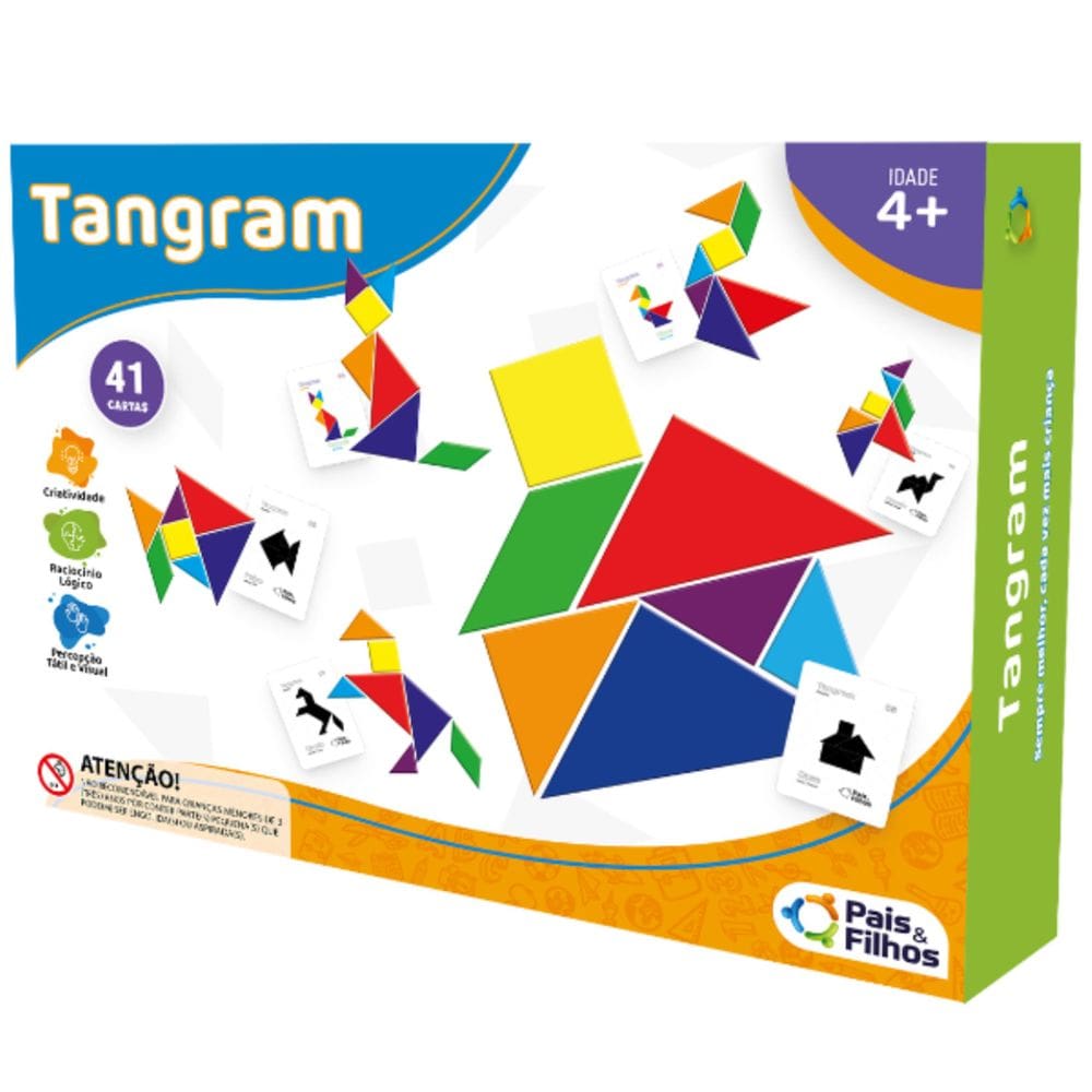 Brinquedo Pedagógico Tangram Cartonado c/7 Peças - Pais e Filhos