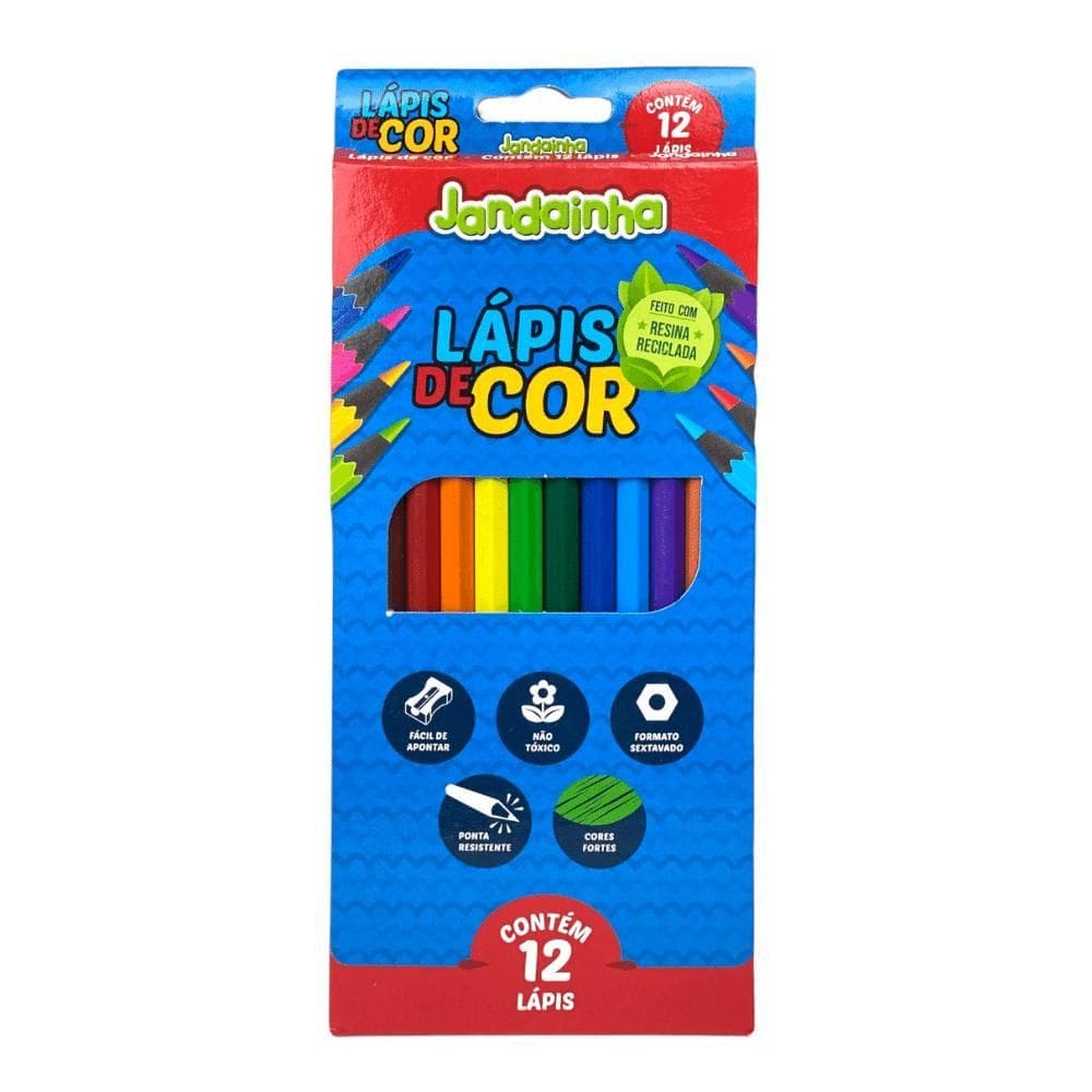 Lápis De Cor 12 Cores Jandainha Sextavado