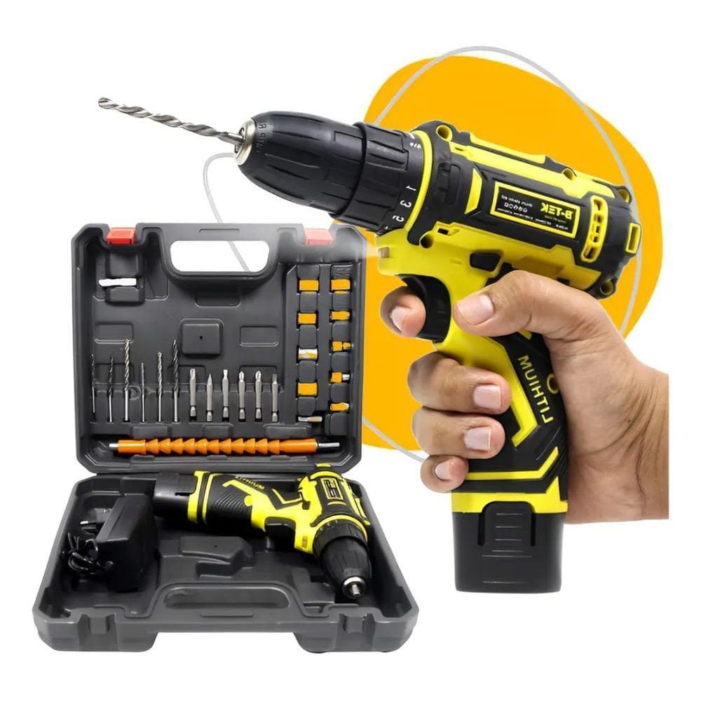 Kit Parafusadeira E Furadeira Elétrica Sem Fio 24 Peças Cor