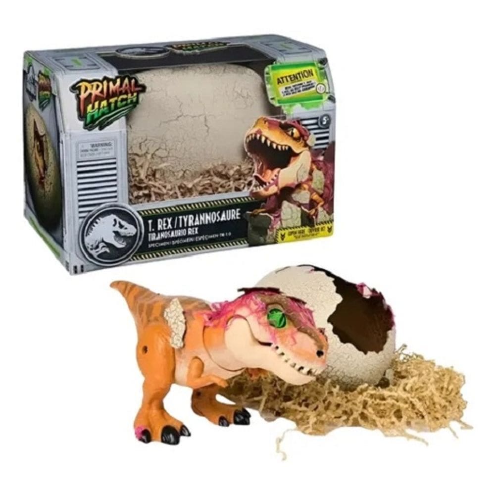 Jurassic World Primal Hatch T.Rex Dino Interativo – Sai do Ovo Sozinho – Modo Feroz e Amigavel - Sunny